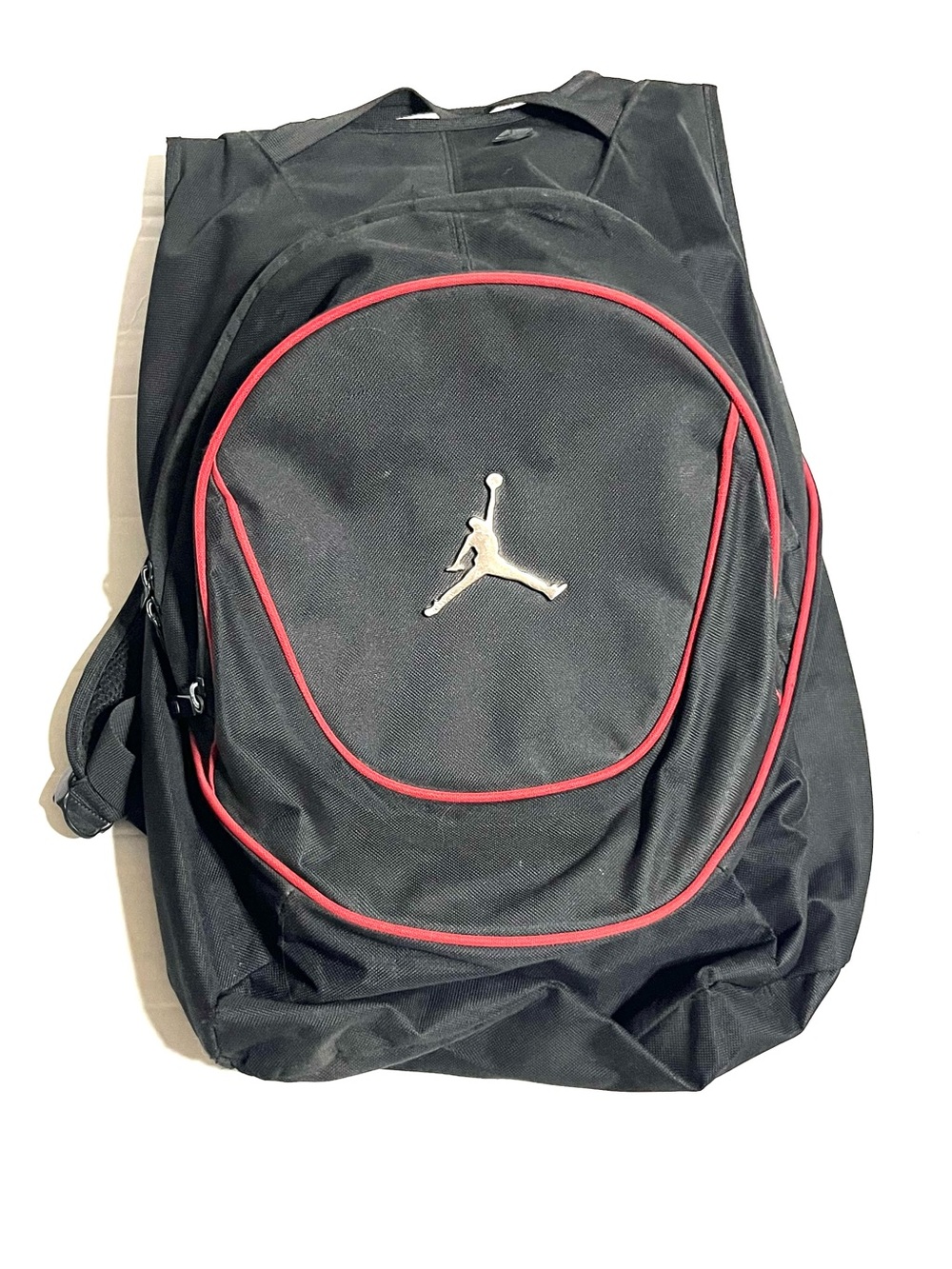 Jordan Black Backpack with Red Piping and Silver Jumpman